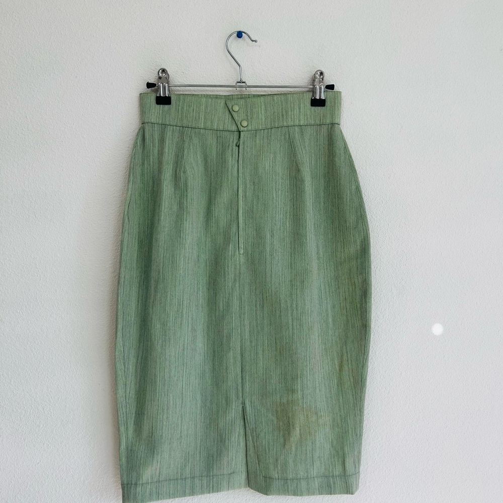 Rare 1980’s Thierry Mugler Sage Green Blazer Skirt Set - Picture 12 of 16